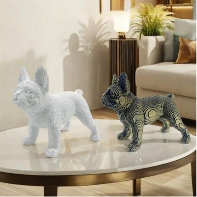 Kreative Bausteine Französische Bulldogge Figuren Harz Handwerk Hund Skulptur Haus Büro Tisch Bücherregal Dekor Tierfiguren