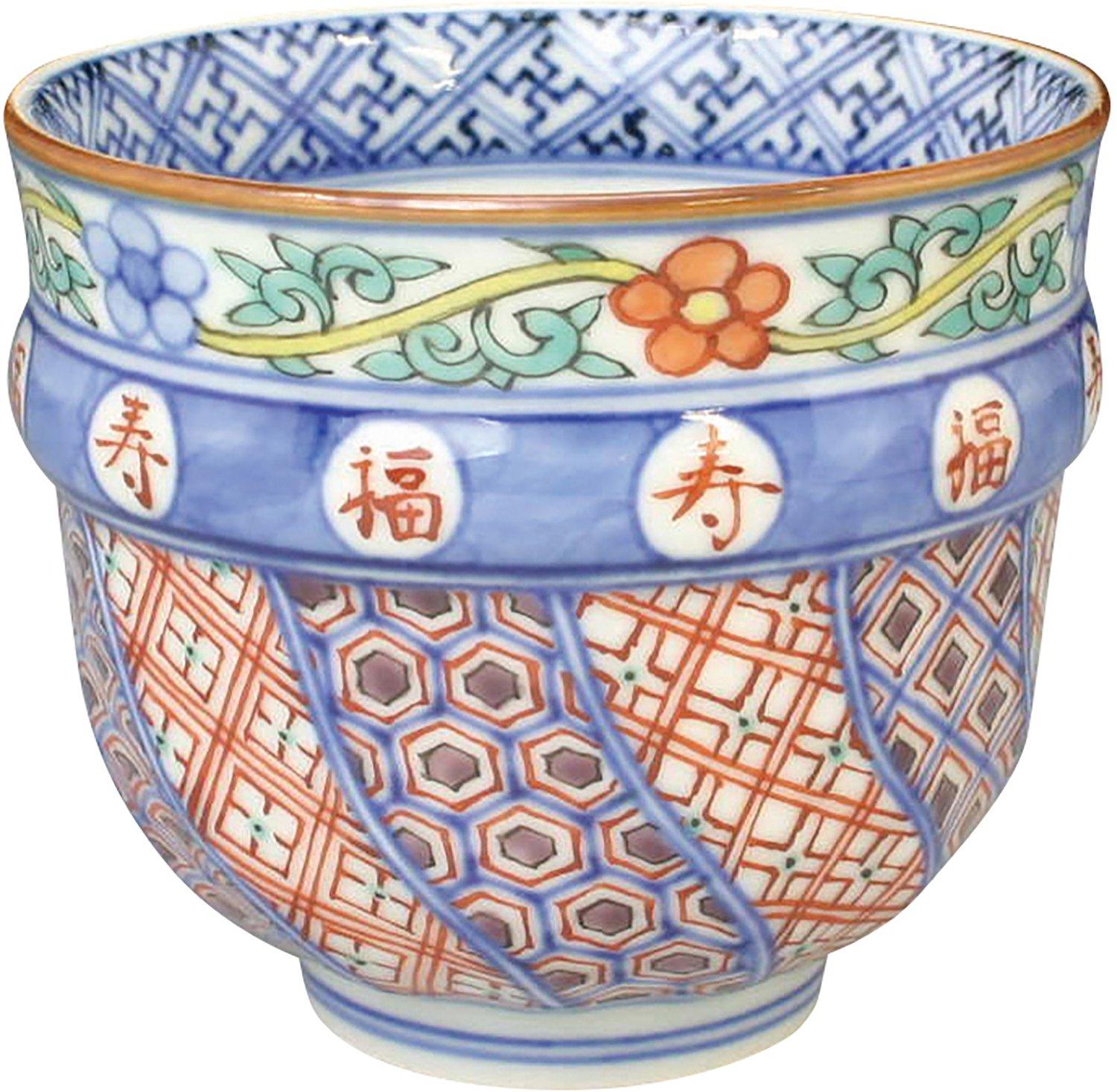 

Kyo-yaki, Kiyomizu-yaki, Shoami Kiln, small teacup with overglaze and twisted crest (uan682)