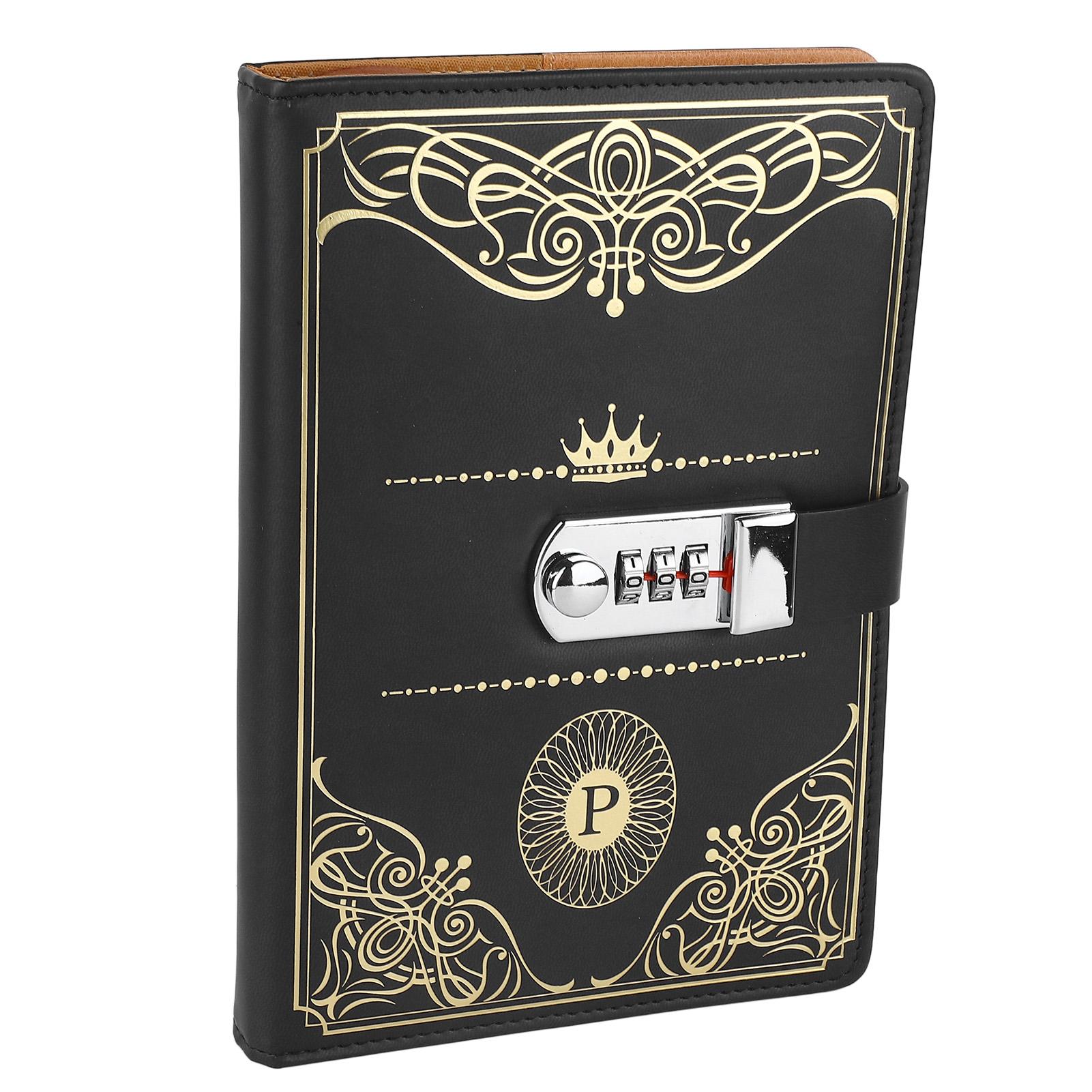 

Блокнот формата А5 с кодовым замком, черный, золотой, ретро, 300 страниц, сглаживающий линованный блокнот для школы