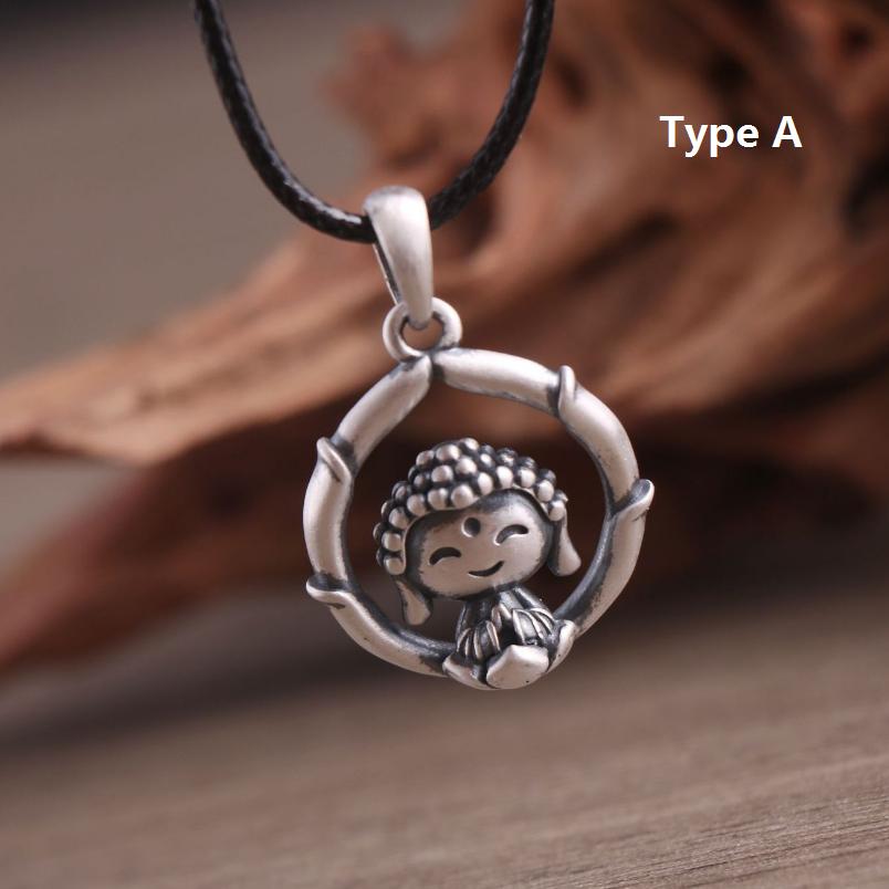 Real S990 Silver Men Women Lotus Buddha Pendant Retro Fashion Silver Lotus Necklace Pendant Jewelry Gift Without Chains