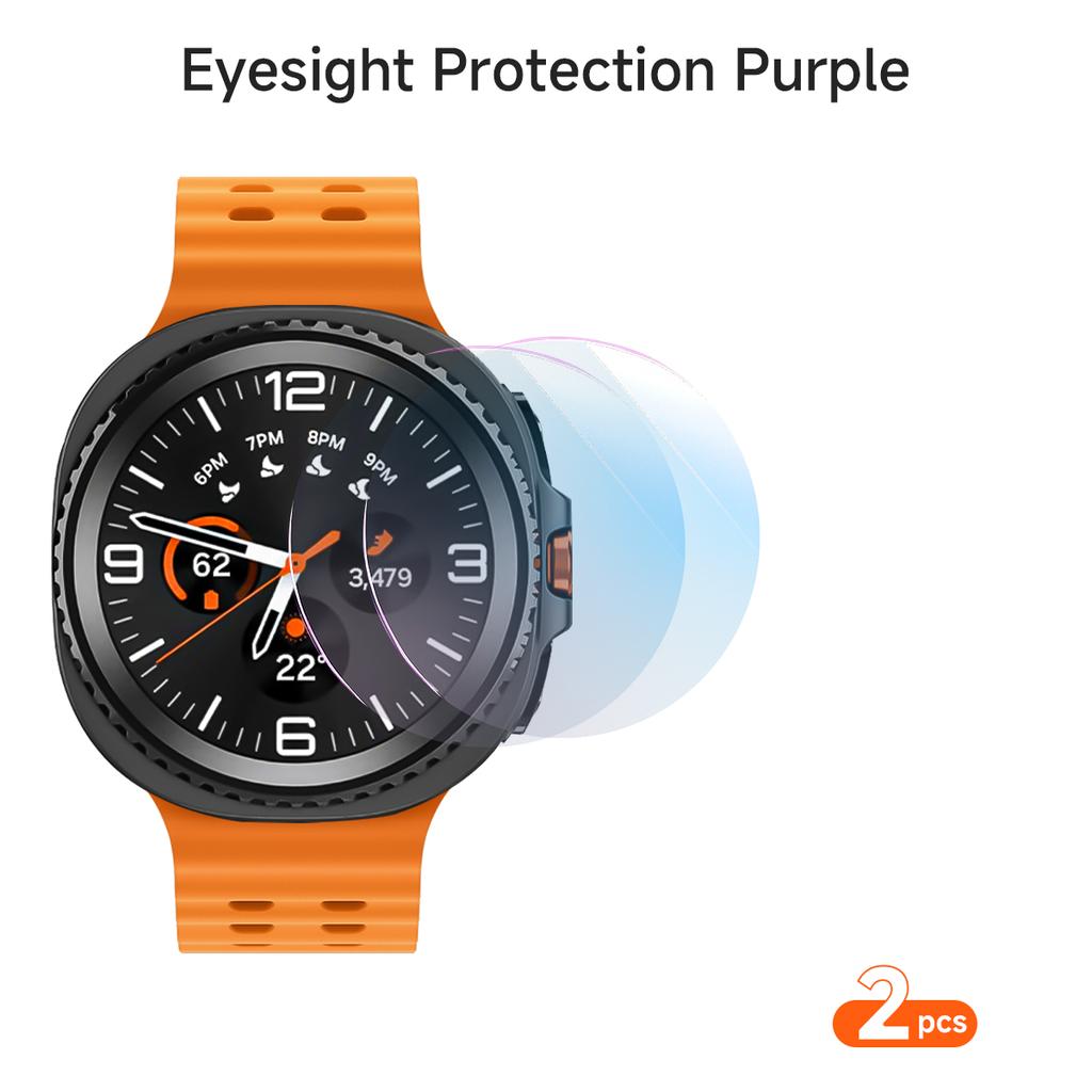1-5PCS Screen Protector for Samsung Galaxy Watch 8 40mm 44mm Classic 9 HD tempered glass film+Eye-protection purple light