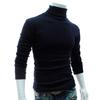 Høst Menn Ensfarget Rullekrave Langermet Genser Slim Strikket Pullover Topp