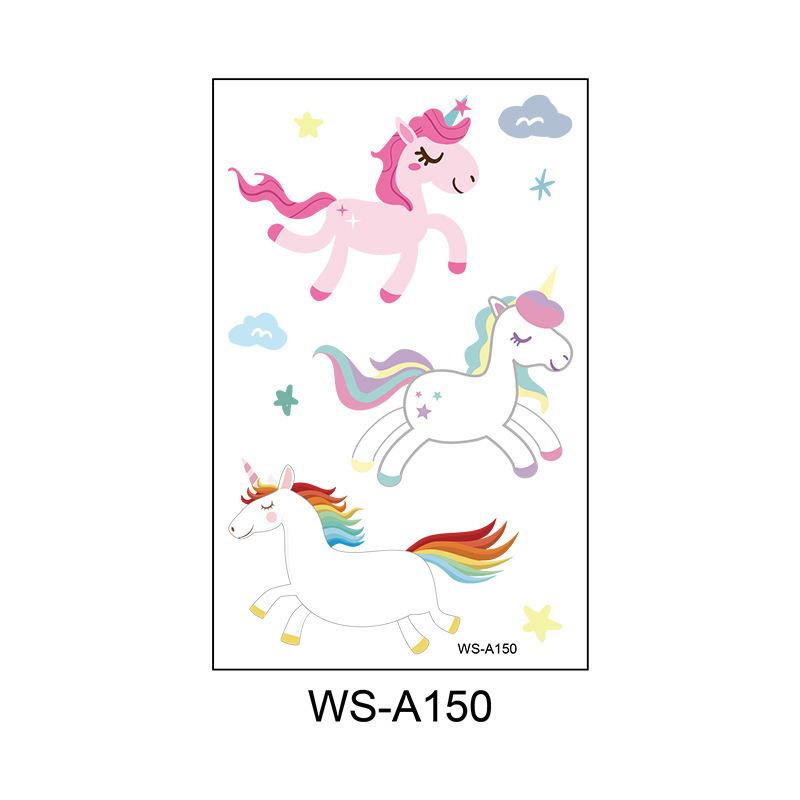 Cross Border Cartoon Unicorn Children's Waterproof Tattoo Sticker Pony Beautiful Girl Temporary
