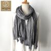 European & American Solid Color Men's Scarf: Autumn/Winter Japanese & Korean Striped Silk, Cotton & Linen Cross-border Trend
