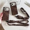 Leopard Print Lanyard Apple iPhone 17 Pro Max Case with Keychain and Drop Protection