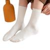 Women's Wear-Resistant Mid-Calf Ribbed White Cotton Socks - Autumn/Winter Durable Slouch Style