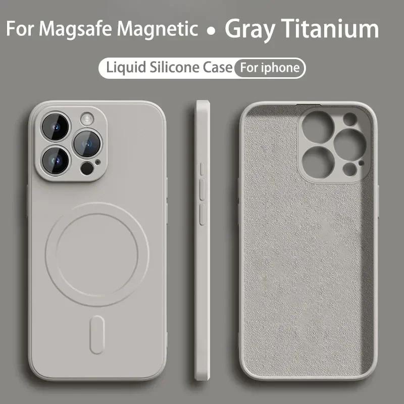 Liquid Silicone Case For iPhone 17 16 15 14 13 12 11 Pro Max 12 13 Mini For Magsafe Magnetic Wireless Charge Soft Cover funda