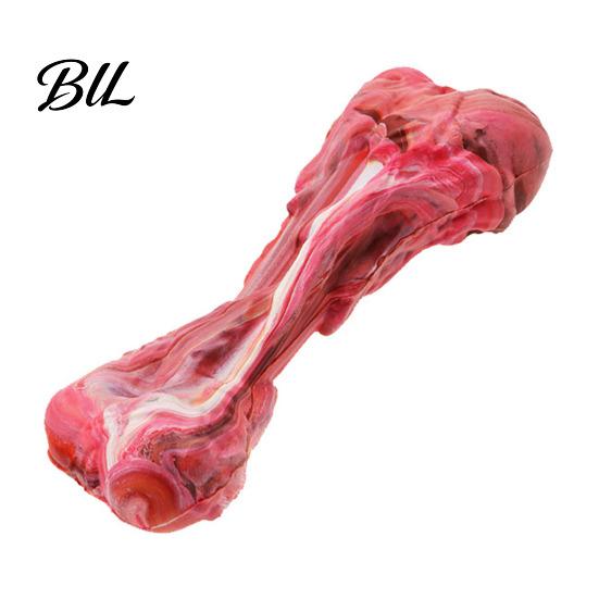 Flexible Dog Chew Toy Realistic Bone Rubber Flesh Elastic Puppy Teething Teeth Cleaning for Aggressive Chewers Bite Resistant красный