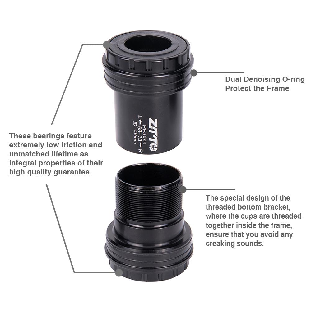 ZTTO PF30sh PF30 Adapter Ceramic Bearing Bicycle Press Fit Bottom Bracket Axle For MTB Road Bike Part 22 24mm Crankset Chainset