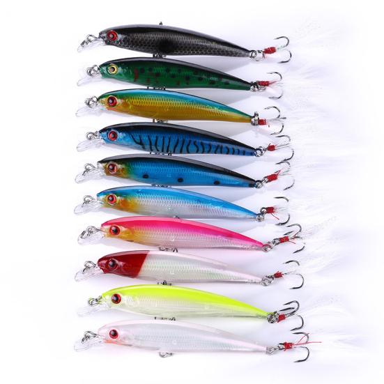 9CM/6.7G Minnow Fishing Lure with Tongue Hooks Hard Artificial Swimbait Freshwater Saltwater Trout Bass Fishing Accessories
