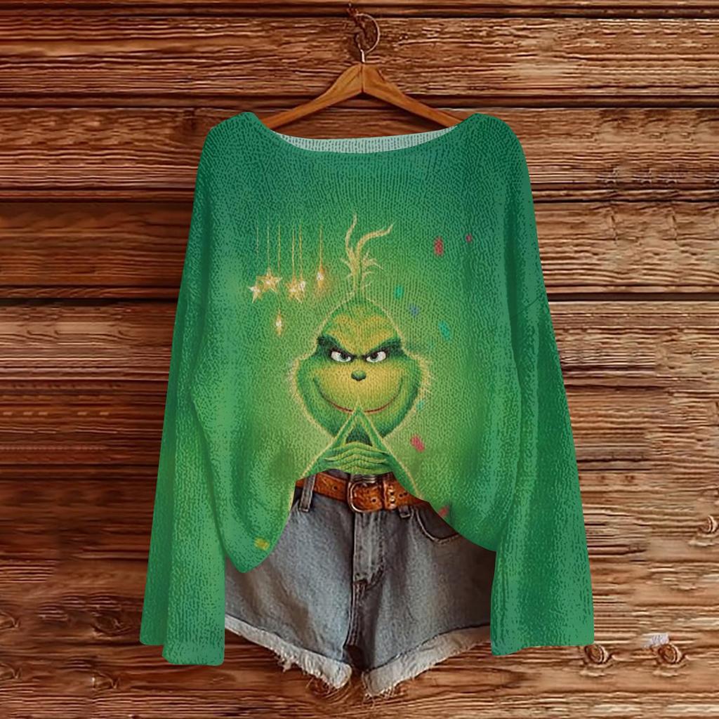 Christmas Sweatshirts For Women Knit Sweater Cute Shirt Fall Crewneck Pullover Tops