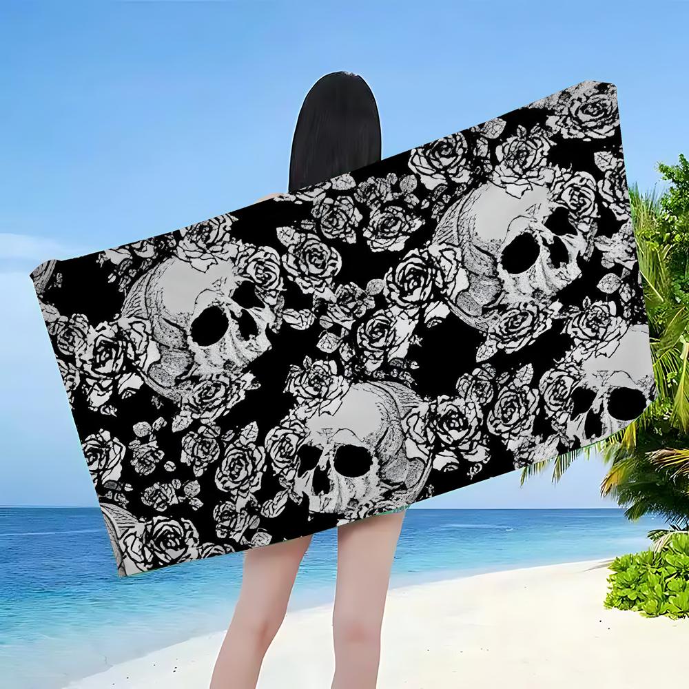 Crâne Horreur Sorcellerie Gothique Grandes Serviettes de Plage en Microfibre Serviette Sable Serviettes de Plage Serviette de Piscine pour Voyage Piscine Natation Yoga