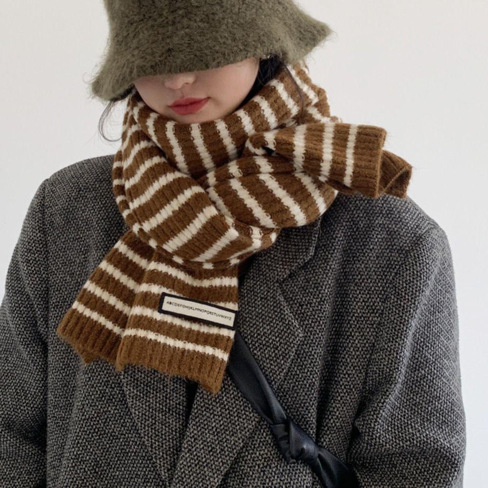 

Soft Woolen Long Scarves Striped Shawl Wrap New Winter Scarf Women чёрный