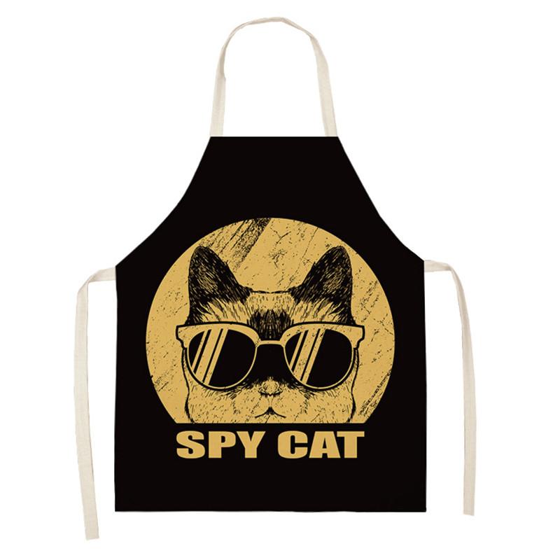Cooking Home Kitchen Apron Cartoon Cat Print Sleeveless Color Apron Men Women Baking