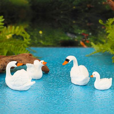 Mini Weißer Schwan Dekoration Cartoon Gans Figurine Micro Landschaft Puppenhaus Miniatur Spielzeug Auto Ornament