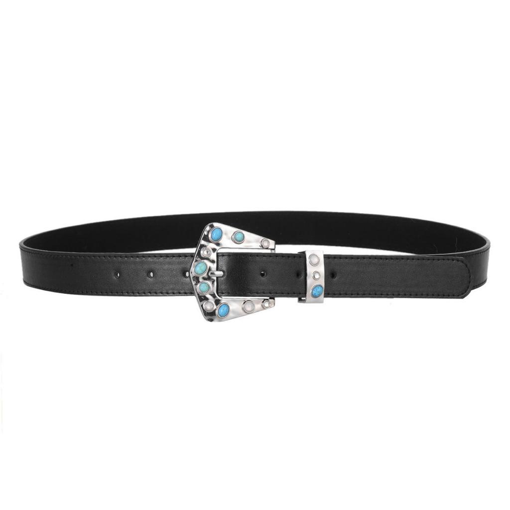 Belt Girl, Cool Jeans, Blue Gem Inlaid Vintage Classic Belt