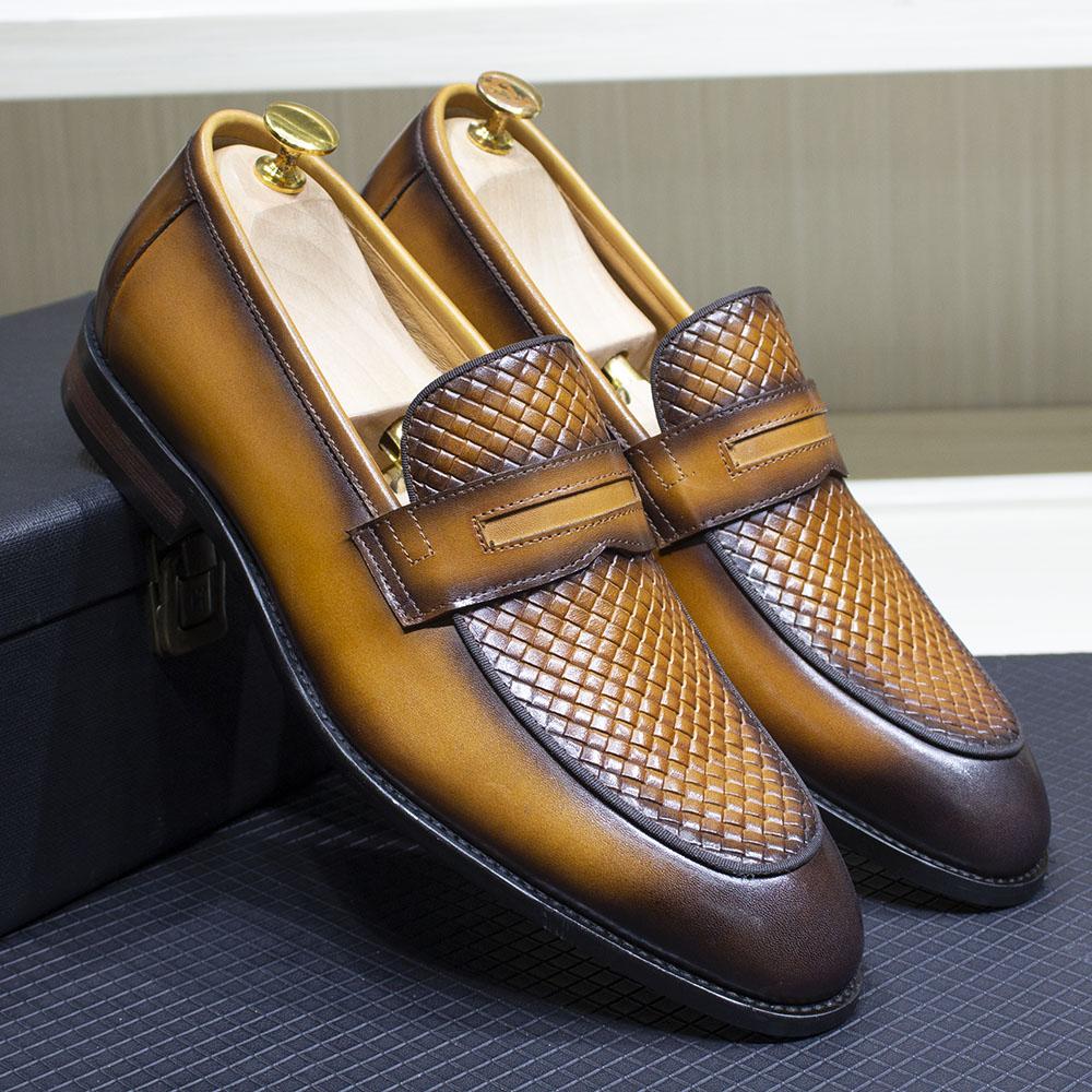 Classic Men's Penny Loafers Genuine Leather Handmade Party Wedding Formal Footwear Office Business Dress Shoes for Men