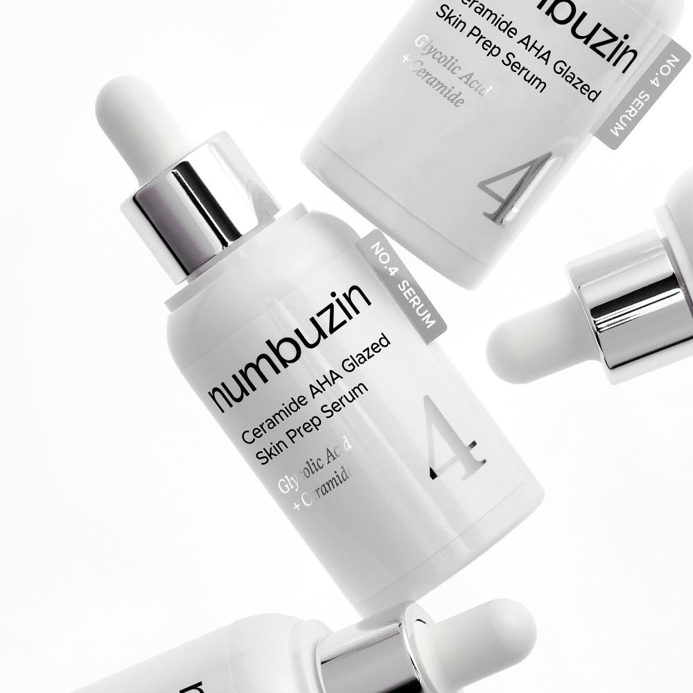 NUMBUZIN Nr. 4 Ceramide AHA Glazed Skin Prep Serum 30 ml (2 Stück) – Barrierepflege, Sanftes Peeling, Koreanisch
