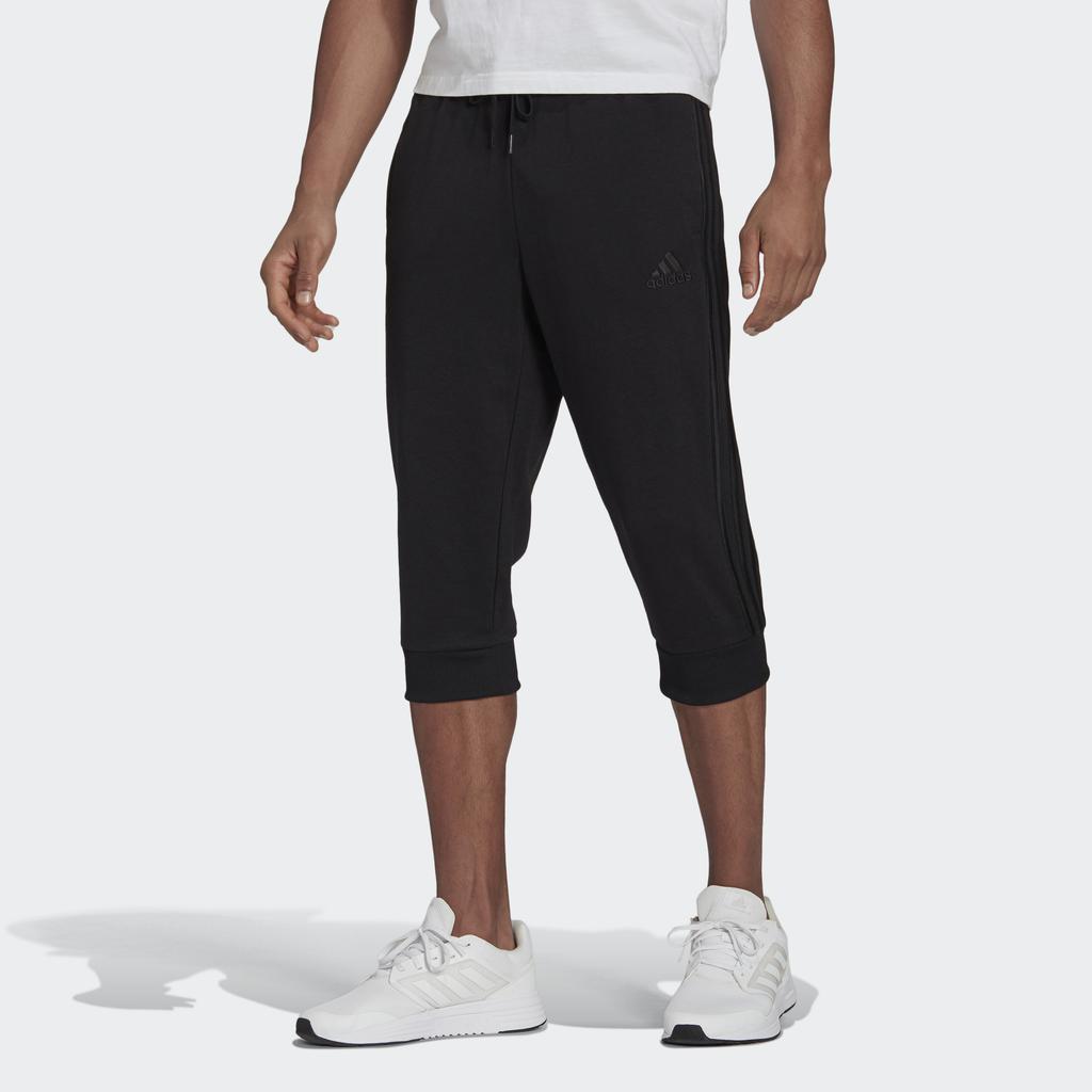 Adidas 3-Stripes Embroidered Logo Knit Cuffed Cropped Pants Men Bottoms Black GK8990