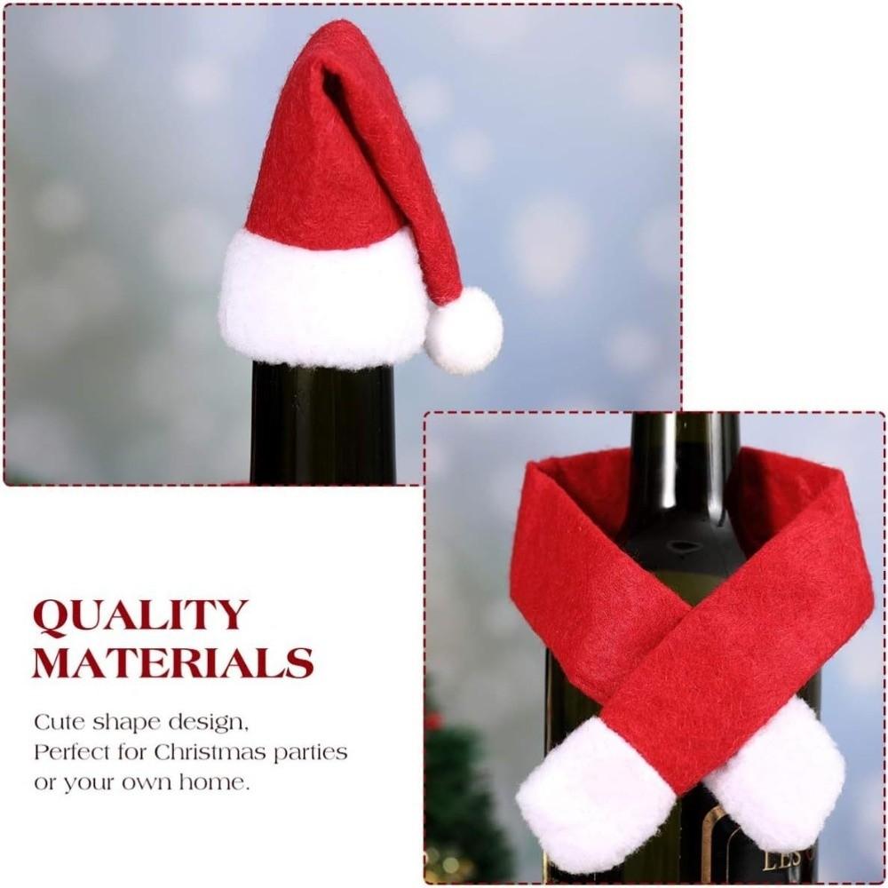 2Pcs/set With Hats Santa Claus Bottle Decorations Christmas Bottle Ornament Set Xmas Home Decor