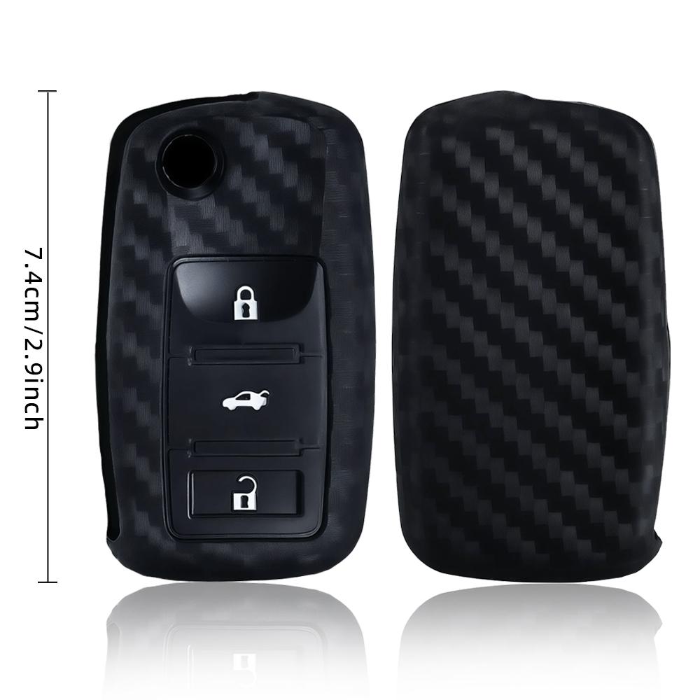 Silicone Carbon Fiber Car Key Case Cover For Vw Volkswagen Polo Golf Passat Beetle Tiguan Seat Leon Altea Skoda Octavia Kodiaq