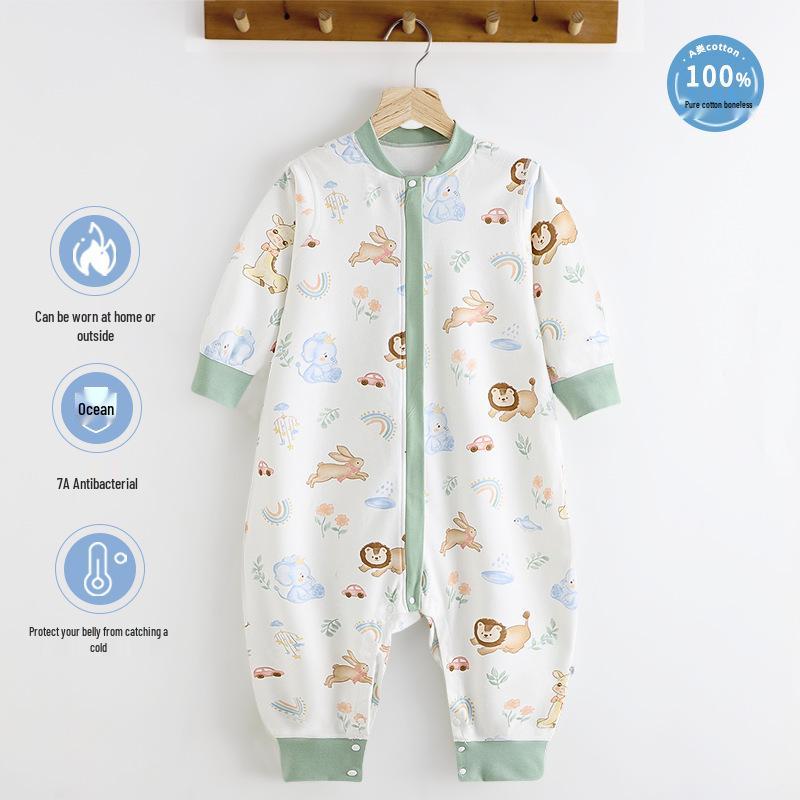 Premium Cotton Baby Romper: Pure Cotton Long-Sleeve Pajamas for Spring & Autumn - Unisex Sleeper for Kids. 80