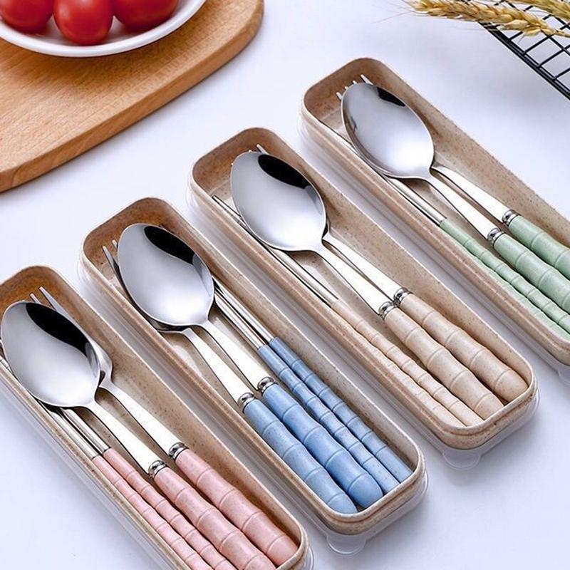 Stainless Steel Tableware Set Spoon Fork Chopsticks Gift Tableware Three-piece Set