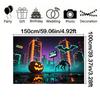 Sci-fi Style-Jack-o'-lantern,Bats,Ghost Design-Halloween Backdrop Banner for Photo Booth,Indoor/Outdoor,Event Party,Holiday