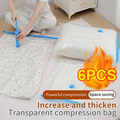 6PC Vacuum Storage Bags Space Saver Bag Travel Rechargable Air Pump Various Seal Bag Pump for Compress Clothe Blanket Luggage