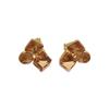 14k Gold Plated Diamond Studded Square Round Ear Clips - Vintage Luxury Fashion Earrings for Women