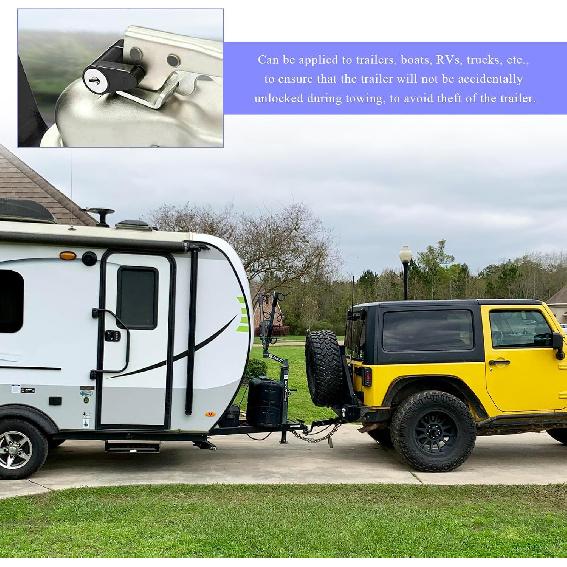 Sun Walker Trailer Tongue Coupler Lock, Dia 1/4 Inch 3/4 Inch Span Anti-Theft Trailer Tongue Lock with Keys, Heavy-Duty Hitch Coupler Locks for Tow