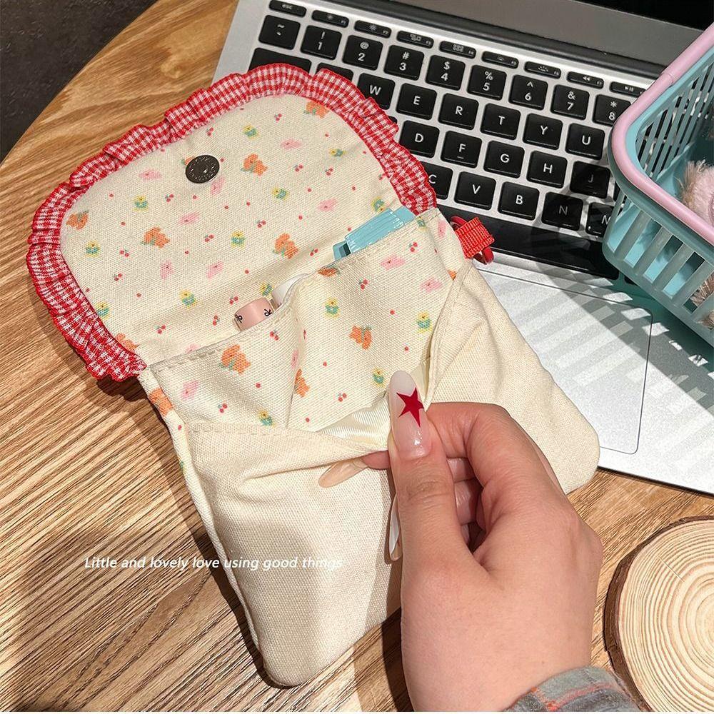 Printed Sanitary Napkin Storage Bag Purse Mini Cosmetic Bag Cute Floral Makeup Bag Student