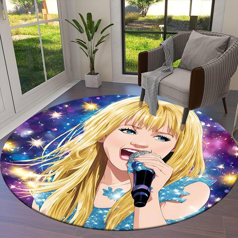 Hannah Montana Okrągły Dywanik, Dywan do Salonu, Sypialni, na Sofę, do Pokoju Zabaw, Antypoślizgowa Mata Podłogowa