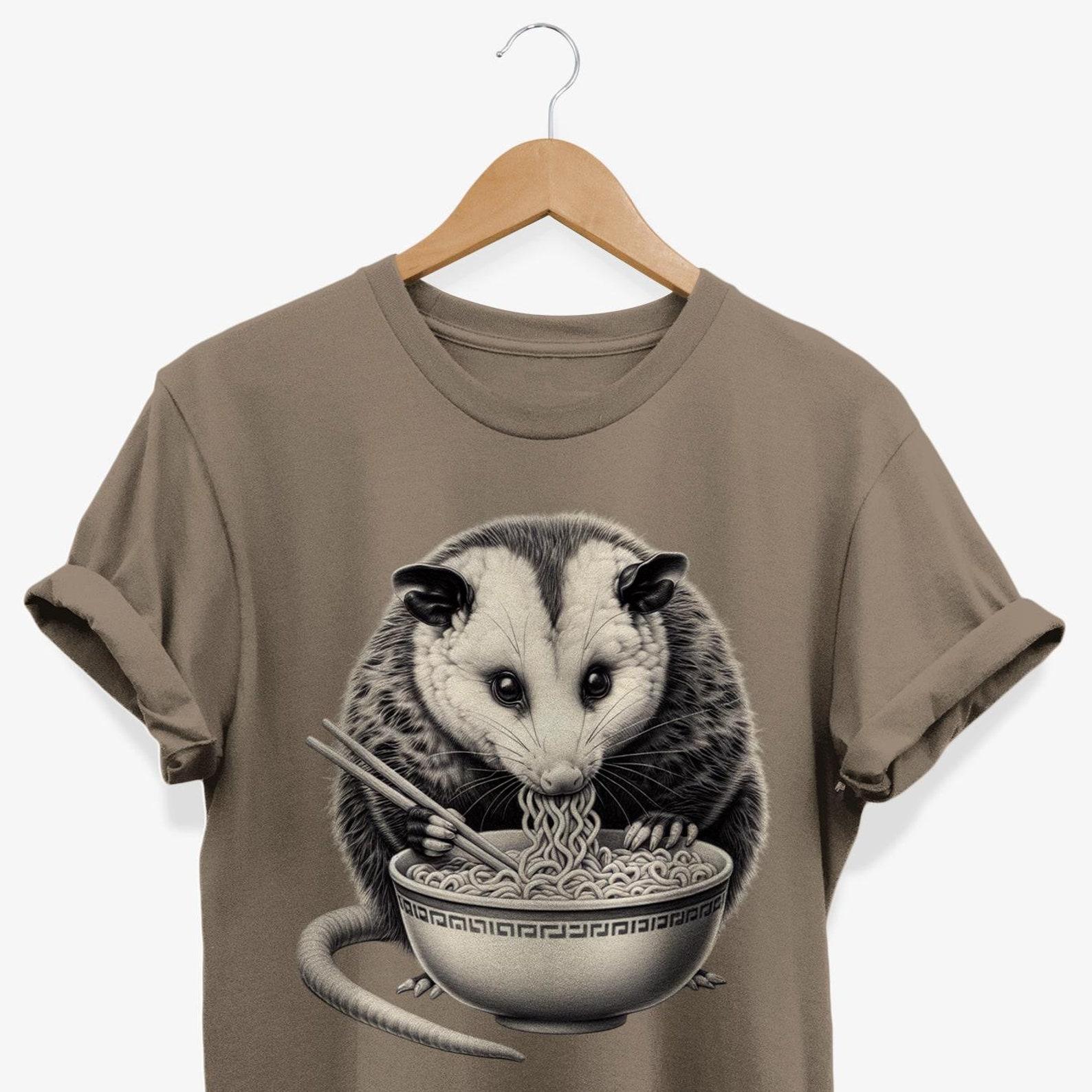 Opossum Ramen Bowl T-shirt | Quirky Possum Graphic Tees | Possum Lovers Foodie Gift 2XL