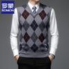 Gilet in maglia argyle con scollo a V da uomo per affari