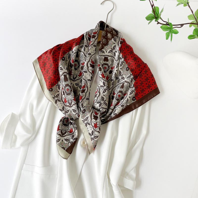 Headscarf Silk Scarf 90cm Women's Headscarf New Versatile Satin Thin Large Square Scarf