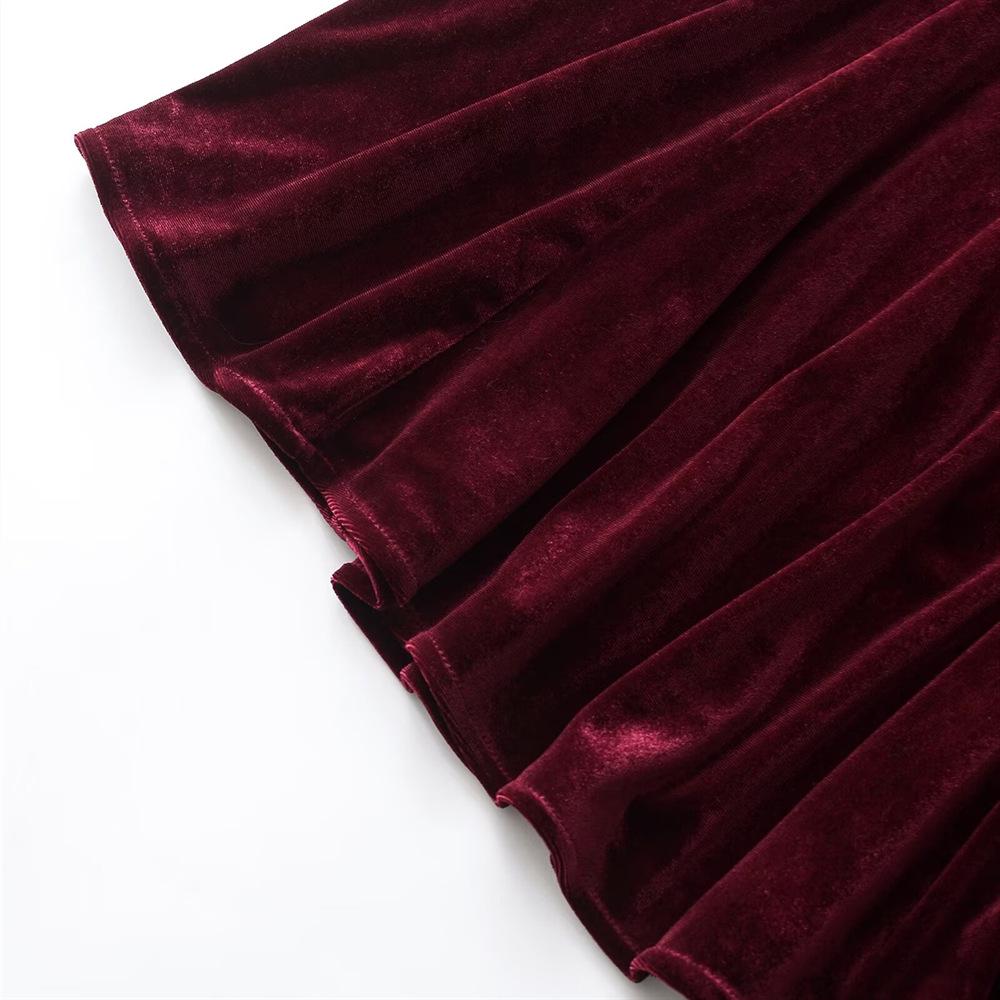 2025 Spring Women's High-Waisted Velvet Wave Skirt