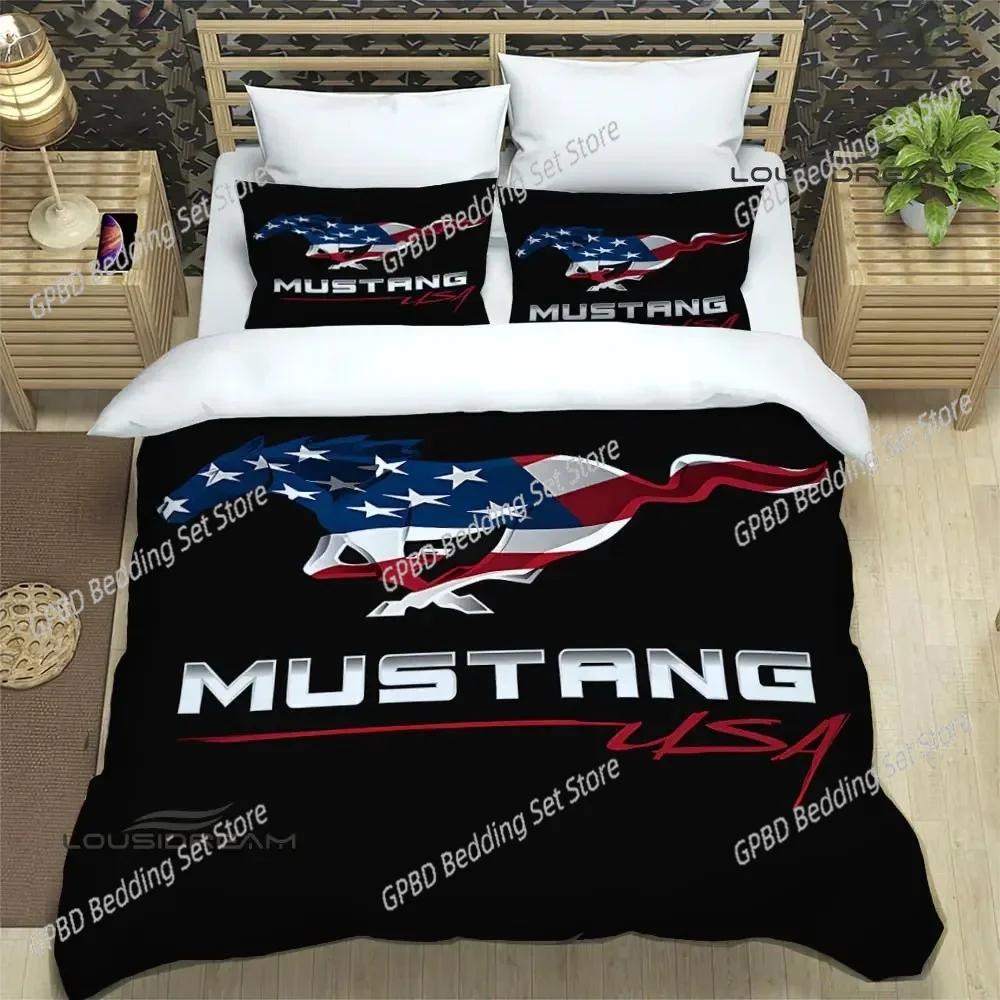 Mustang Car Logo Comfortable Duvet Quilt Cover Pillowcase Bedding Set Children Bedroom Decoration Home Textile