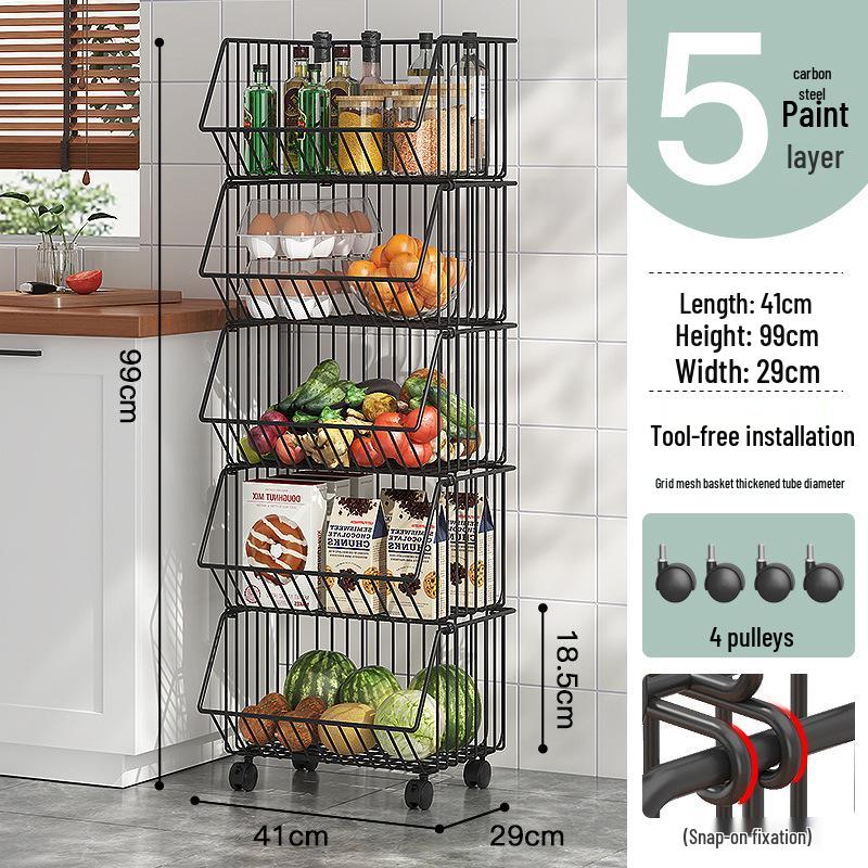 Multi-Layer Floor-Standing Kitchen Rack for Vegetables & Fruits