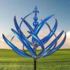 Girasole Cinetico a Forma di Fiore di Loto in Metallo Blu, Mulino a Vento Impermeabile Rotante a 360° per Decorazione di Giardino, Cortile, Prato, Ornamento Scultura Artistica da Esterno Resistente alla Ruggine