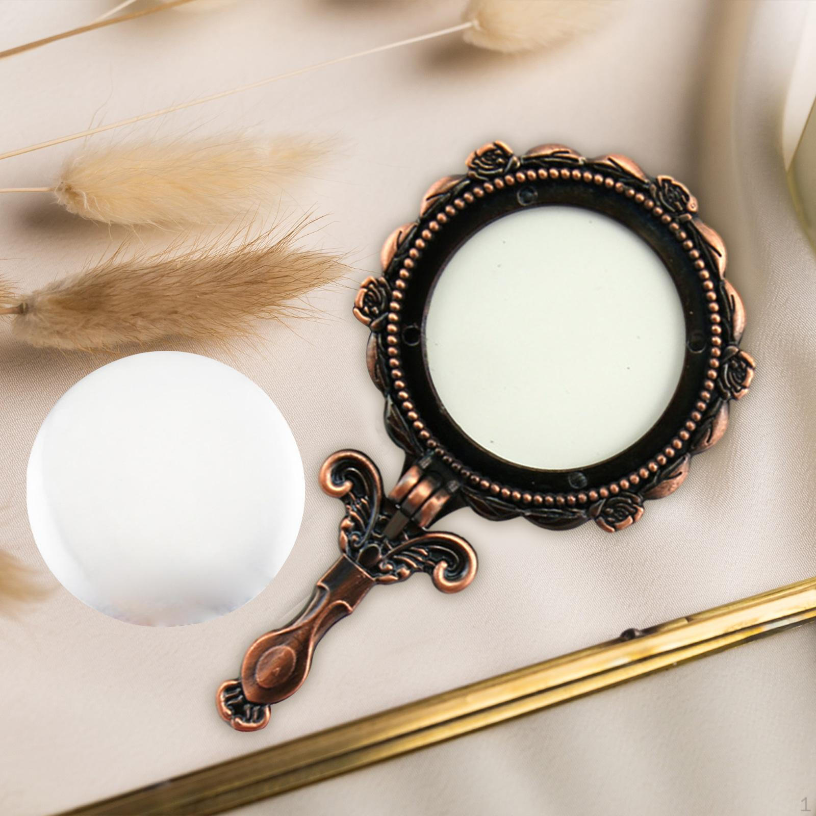 

Компактное ручное зеркало для макияжа маленькое металлическое для путешествий девушек женщин бритья Red Copper