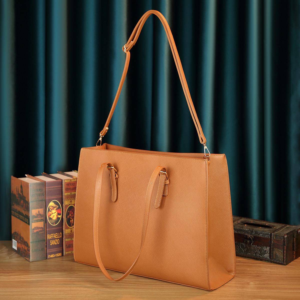 

2024 European & American Crossgrain Women s Multi-Layer Shoulder Bag - Versatile Large Briefcase