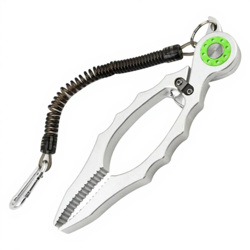 Fishing Pliers Portable Fish Holder with Coiled Strap Grippers Tool Fish Grippers Fish Mouth Grabber Fishing Accessory серебряный