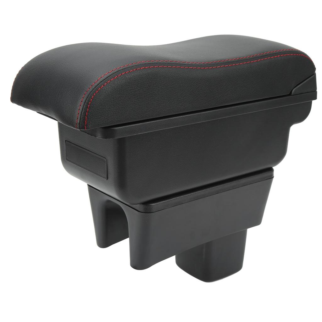 Car Console Armrest Box Large Capacity Smooth Touch Black Surface Red Line Replacement For Suzuki Swift 2005‑2021