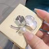 Elegant Gold-Plated Ginkgo Leaf & Natural Shell Brooch
