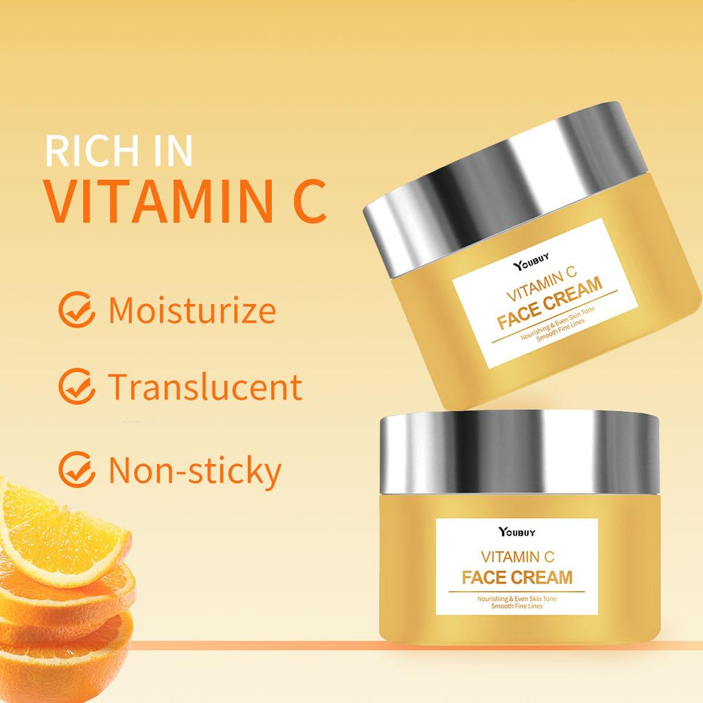 Vitamin C Skin Brightening Cream Moisturizing Firming Fade Fine Lines Improving Dull Facial Care Cream
