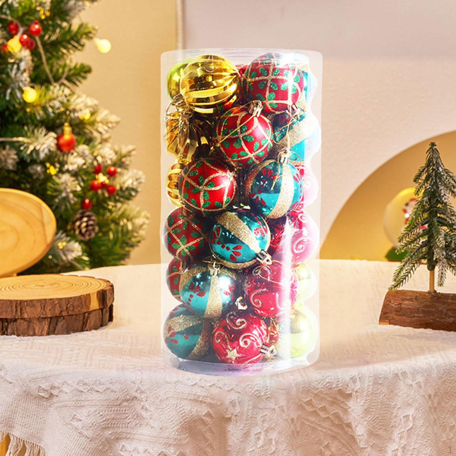 

30 Pieces Christmas Ball Ornament 2.36inch Pendants Holiday Hanging Decoration Red Green Gold
