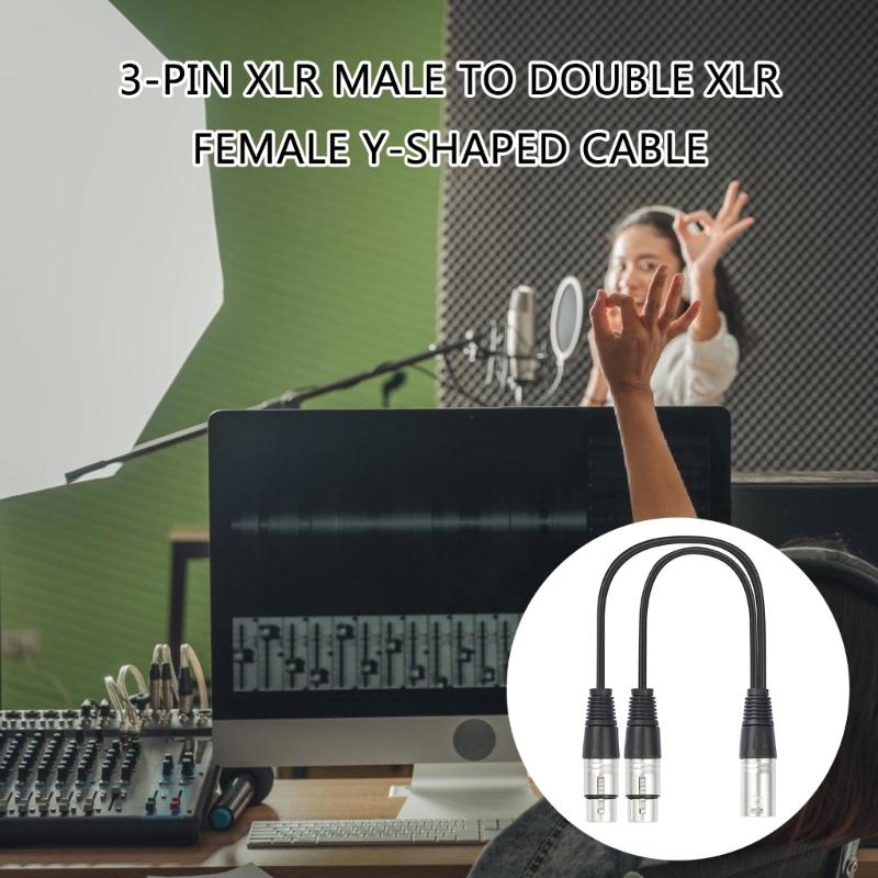 5pcs Professional 3Pin XLRs Male To 2Female Microphone Cable Adapter, Balanced Sound Splitter For Mixers And Speakers
