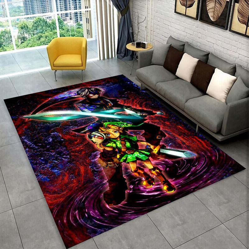 Classic Z-Zelda Cartoon Games Non-Slip Area Rug for Living Room,Bedroom,Playroom,Soft Carpet Floor Mat Home Decor Rug Room