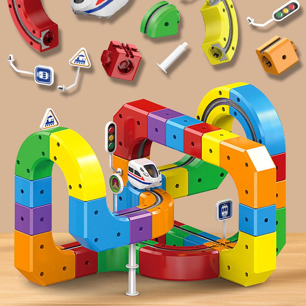 Electric Trains Set,DIY Smart Puzzle Trains Toy For Children,Advanced Modulars 3D Clip-Fit System For Toddlers 3-5 Building Toy